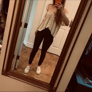 High waisted black jeggings